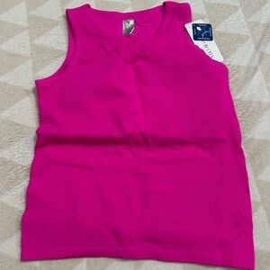 V for city hot pink ribbed workout tank stretch shelf bra